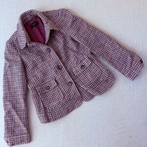 Talbots Pink Tweed Blazer Size 4 Boucle Wool Blend Career Preppy Classic Jacket